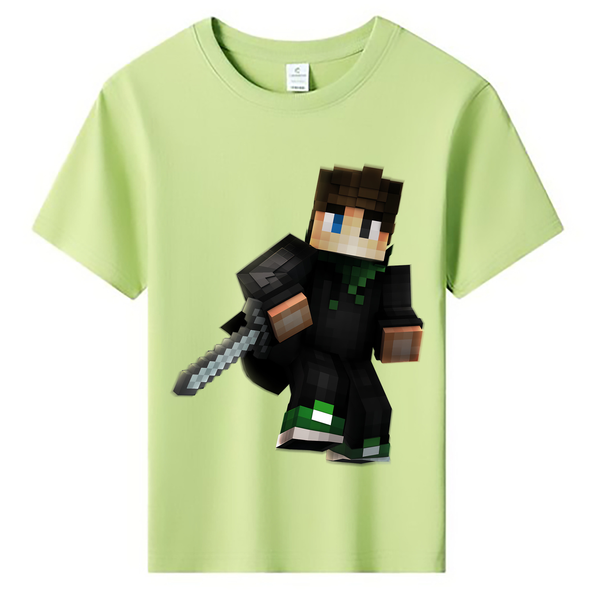 （画像用） マインクラフト ブロックの世界 Minecraft MC Block world 綿100％キッズTシャツ（フロントプリント）
